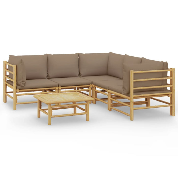 Set mobilier de grădină cu perne gri taupe, 6 piese, bambus - WALTI WALTI