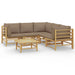 Set mobilier de grădină cu perne gri taupe, 6 piese, bambus - WALTI WALTI