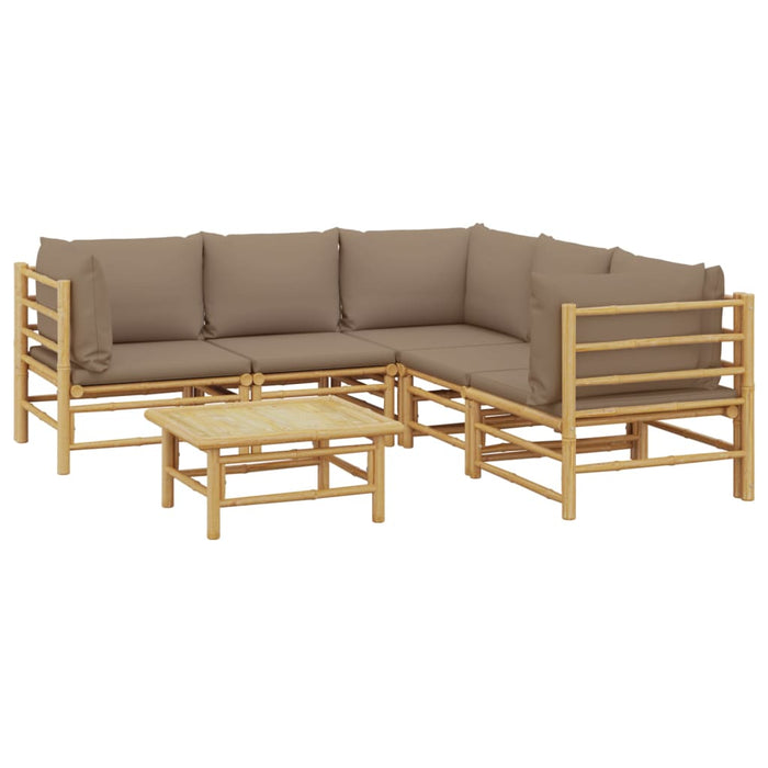 Set mobilier de grădină cu perne gri taupe, 6 piese, bambus - WALTI WALTI