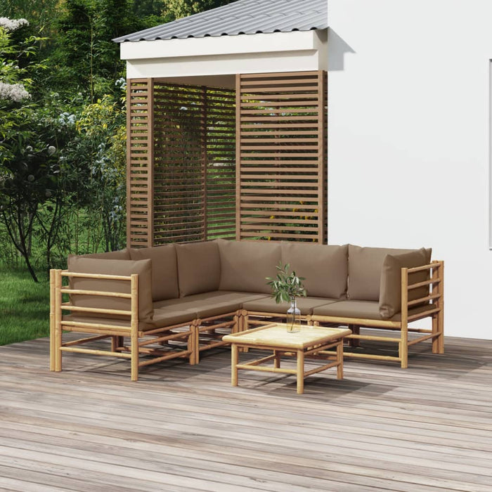 Set mobilier de grădină cu perne gri taupe, 6 piese, bambus - WALTI WALTI