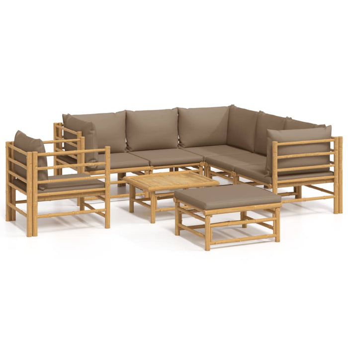 Set mobilier de grădină cu perne gri taupe, 8 piese, bambus - WALTI WALTI