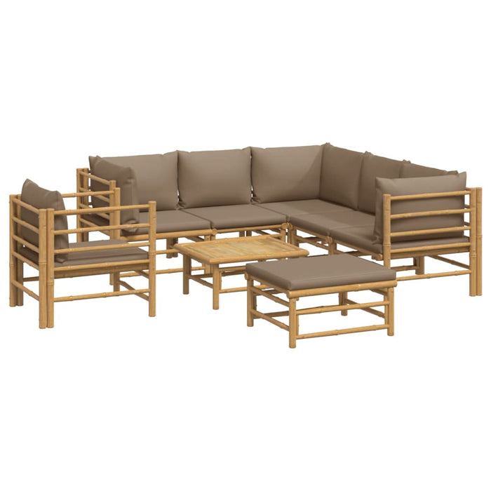 Set mobilier de grădină cu perne gri taupe, 8 piese, bambus - WALTI WALTI