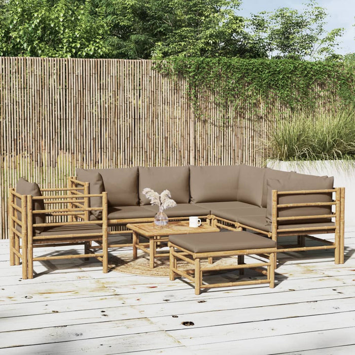 Set mobilier de grădină cu perne gri taupe, 8 piese, bambus - WALTI WALTI
