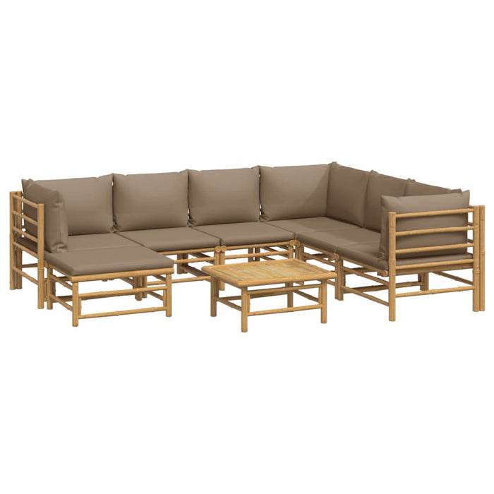 Set mobilier de grădină cu perne gri taupe, 8 piese, bambus - WALTI WALTI