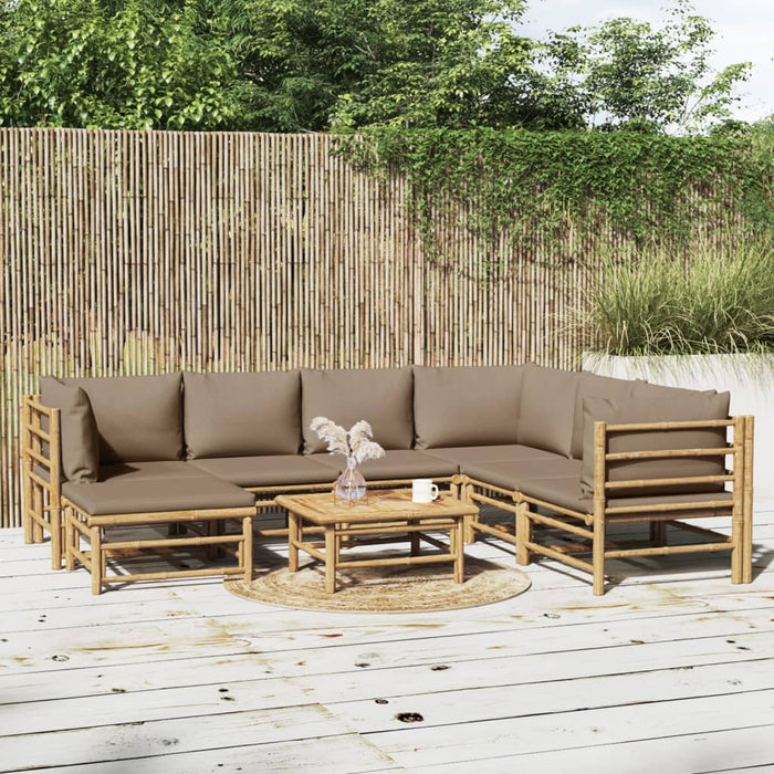 Set mobilier de grădină cu perne gri taupe, 8 piese, bambus - WALTI WALTI