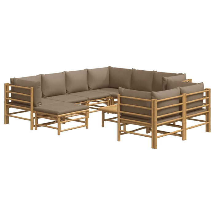 Set mobilier de grădină cu perne gri taupe, 10 piese, bambus - WALTI WALTI