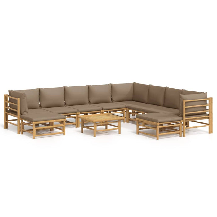 Set mobilier de grădină cu perne gri taupe, 11 piese, bambus - WALTI WALTI