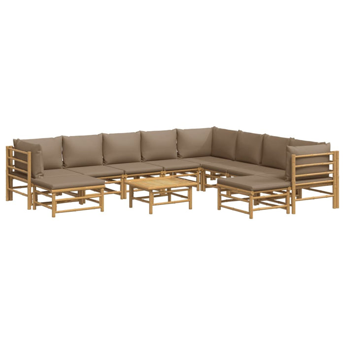 Set mobilier de grădină cu perne gri taupe, 11 piese, bambus - WALTI WALTI
