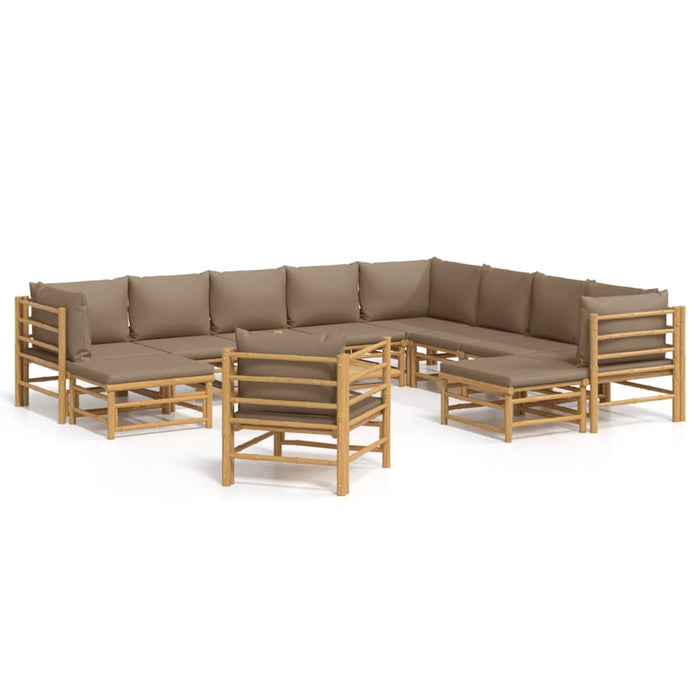 Set mobilier de grădină cu perne gri taupe, 12 piese, bambus - WALTI WALTI