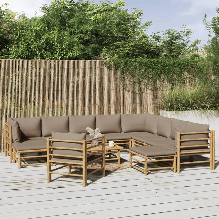 Set mobilier de grădină cu perne gri taupe, 12 piese, bambus - WALTI WALTI