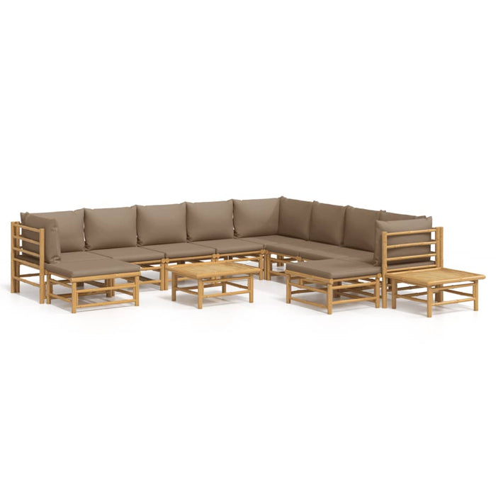 Set mobilier de grădină cu perne gri taupe, 12 piese, bambus - WALTI WALTI