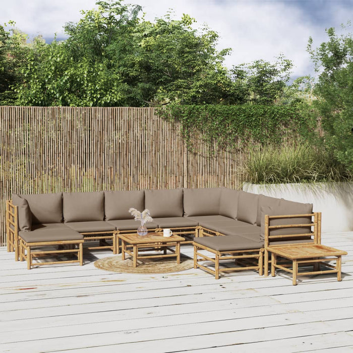Set mobilier de grădină cu perne gri taupe, 12 piese, bambus - WALTI WALTI