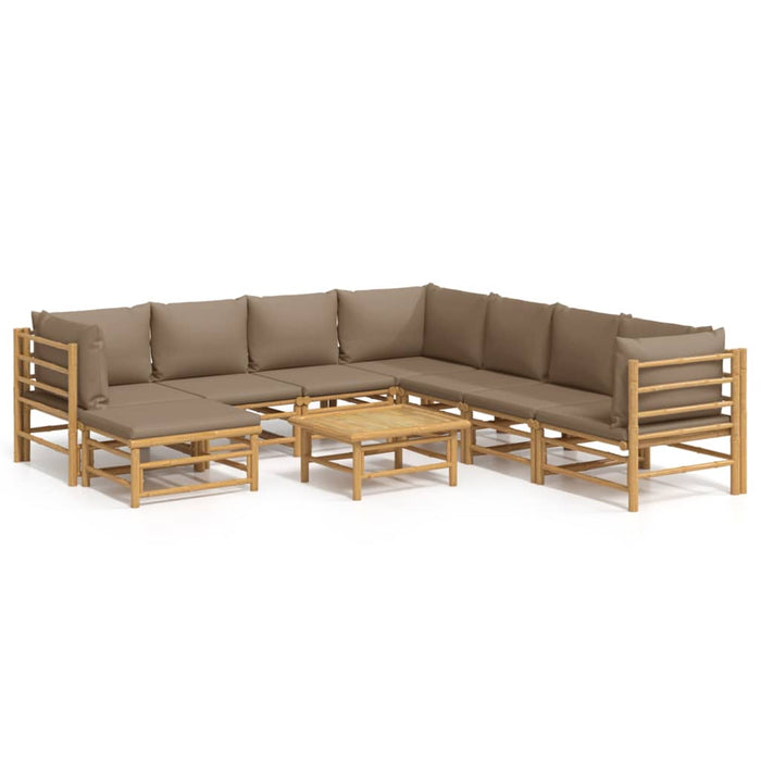 Set mobilier de grădină cu perne gri taupe, 9 piese, bambus - WALTI WALTI