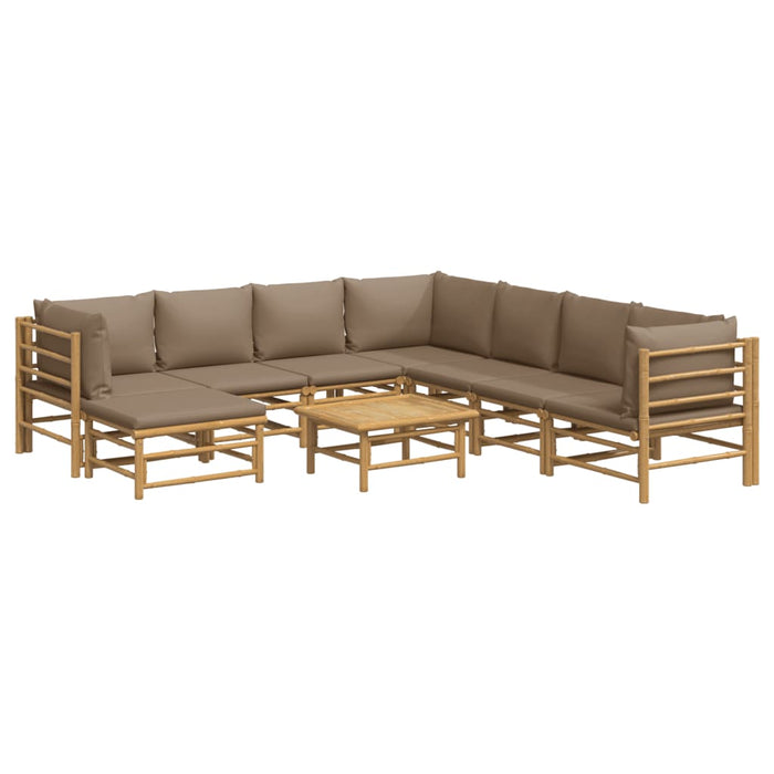 Set mobilier de grădină cu perne gri taupe, 9 piese, bambus - WALTI WALTI