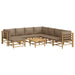 Set mobilier de grădină cu perne gri taupe, 9 piese, bambus - WALTI WALTI