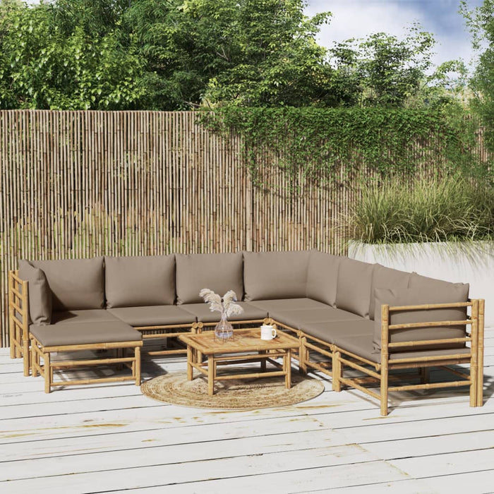Set mobilier de grădină cu perne gri taupe, 9 piese, bambus - WALTI WALTI