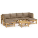 Set mobilier de grădină cu perne gri taupe, 7 piese, bambus - WALTI WALTI
