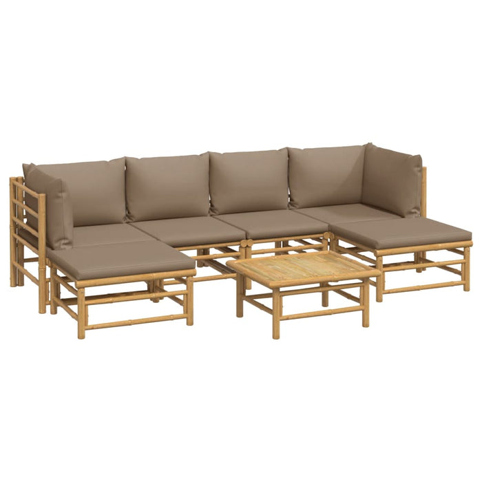 Set mobilier de grădină cu perne gri taupe, 7 piese, bambus - WALTI WALTI