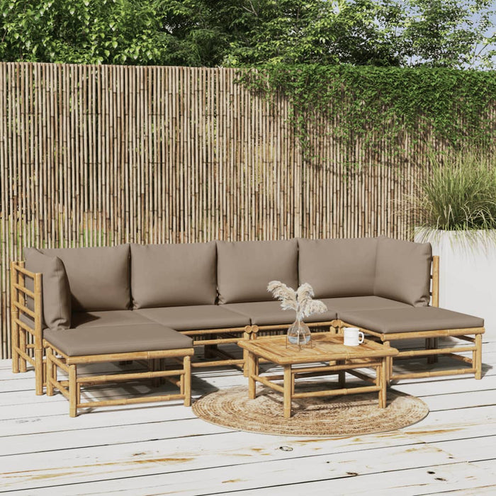 Set mobilier de grădină cu perne gri taupe, 7 piese, bambus - WALTI WALTI