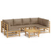 Set mobilier de grădină cu perne gri taupe, 7 piese, bambus - WALTI WALTI
