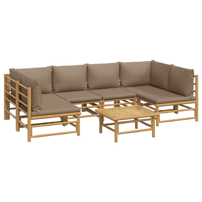 Set mobilier de grădină cu perne gri taupe, 7 piese, bambus - WALTI WALTI
