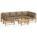 Set mobilier de grădină cu perne gri taupe, 7 piese, bambus - WALTI WALTI