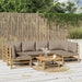 Set mobilier de grădină cu perne gri taupe, 7 piese, bambus - WALTI WALTI