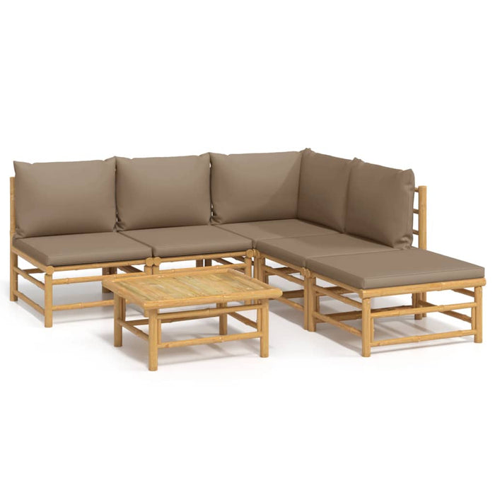 Set mobilier de grădină cu perne gri taupe, 6 piese, bambus - WALTI WALTI