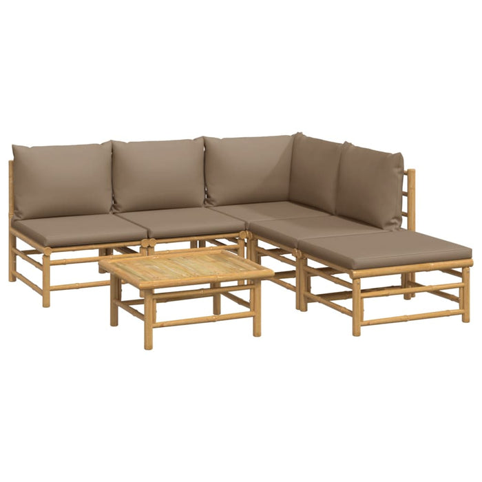 Set mobilier de grădină cu perne gri taupe, 6 piese, bambus - WALTI WALTI