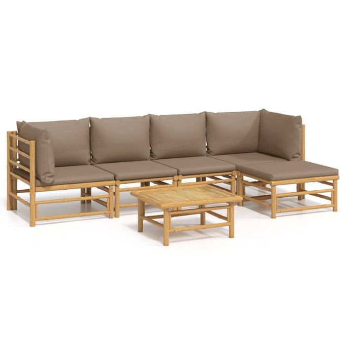 Set mobilier de grădină cu perne gri taupe, 6 piese, bambus - WALTI WALTI
