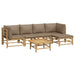 Set mobilier de grădină cu perne gri taupe, 6 piese, bambus - WALTI WALTI