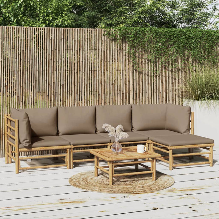 Set mobilier de grădină cu perne gri taupe, 6 piese, bambus - WALTI WALTI