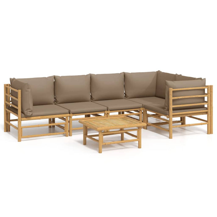 Set mobilier de grădină cu perne gri taupe, 6 piese, bambus - WALTI WALTI