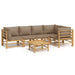 Set mobilier de grădină cu perne gri taupe, 6 piese, bambus - WALTI WALTI