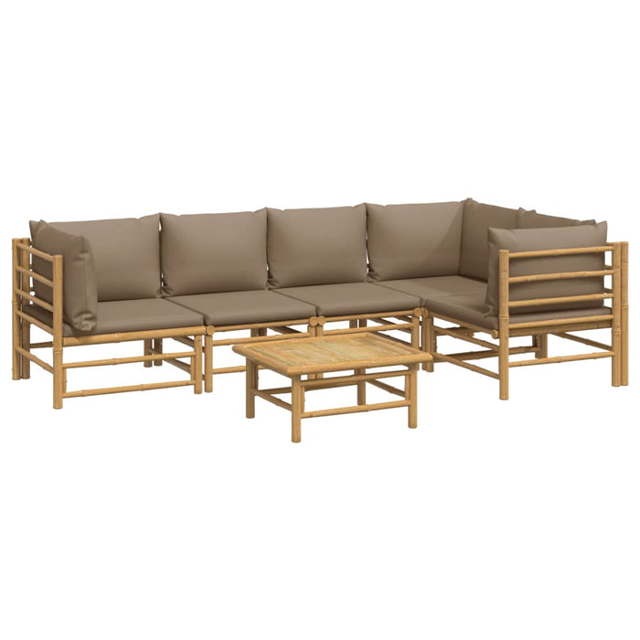 Set mobilier de grădină cu perne gri taupe, 6 piese, bambus - WALTI WALTI