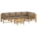 Set mobilier de grădină cu perne gri taupe, 6 piese, bambus - WALTI WALTI