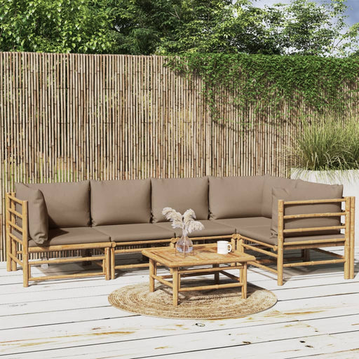 Set mobilier de grădină cu perne gri taupe, 6 piese, bambus - WALTI WALTI