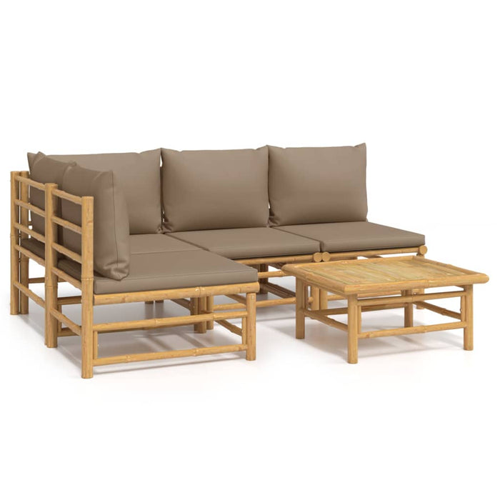 Set mobilier de grădină cu perne gri taupe, 5 piese, bambus - WALTI WALTI