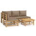 Set mobilier de grădină cu perne gri taupe, 5 piese, bambus - WALTI WALTI