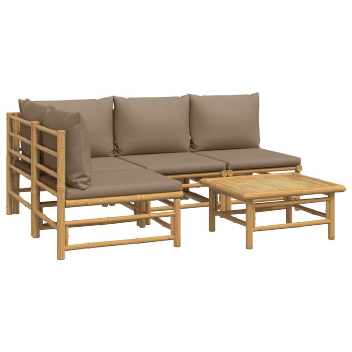 Set mobilier de grădină cu perne gri taupe, 5 piese, bambus - WALTI WALTI