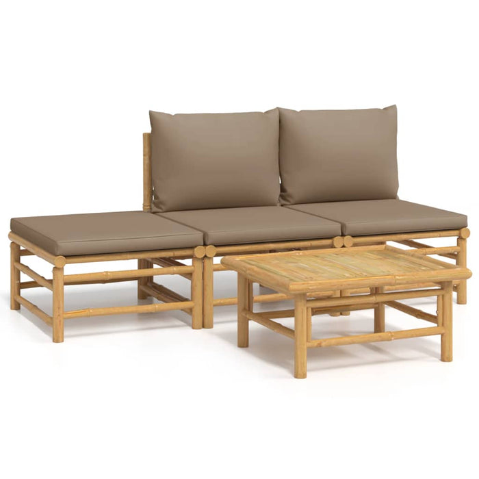 Set mobilier de grădină cu perne gri taupe, 4 piese, bambus - WALTI WALTI