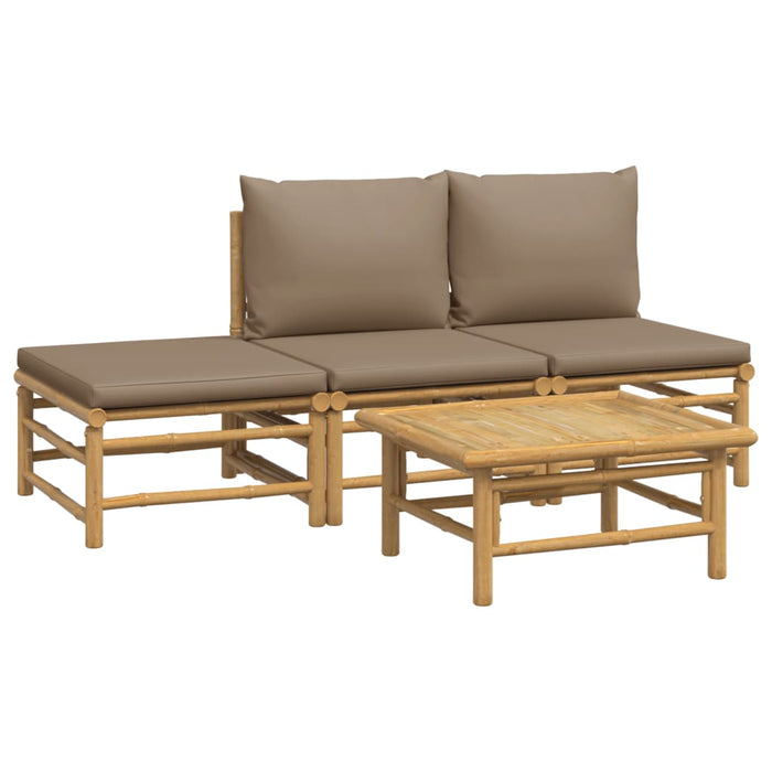 Set mobilier de grădină cu perne gri taupe, 4 piese, bambus - WALTI WALTI