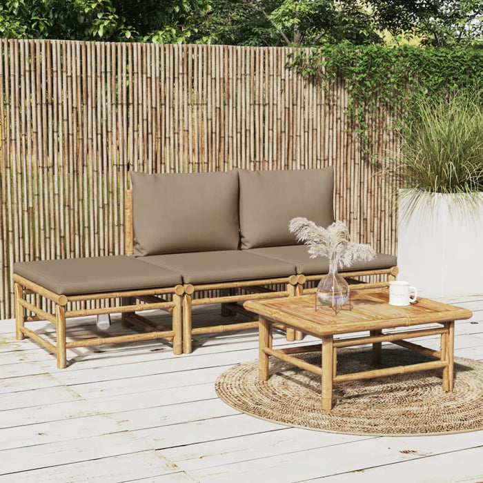 Set mobilier de grădină cu perne gri taupe, 4 piese, bambus - WALTI WALTI