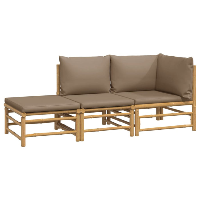 Set mobilier de grădină cu perne gri taupe, 3 piese, bambus - WALTI WALTI