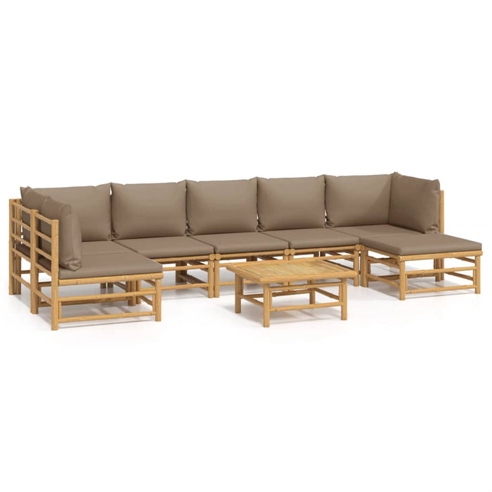 Set mobilier de grădină cu perne gri taupe, 8 piese, bambus - WALTI WALTI