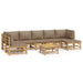 Set mobilier de grădină cu perne gri taupe, 8 piese, bambus - WALTI WALTI