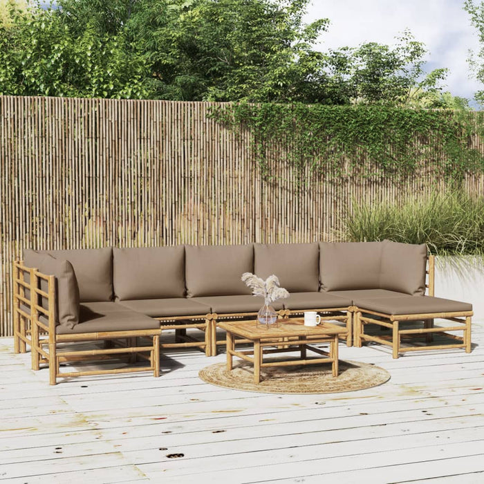 Set mobilier de grădină cu perne gri taupe, 8 piese, bambus - WALTI WALTI