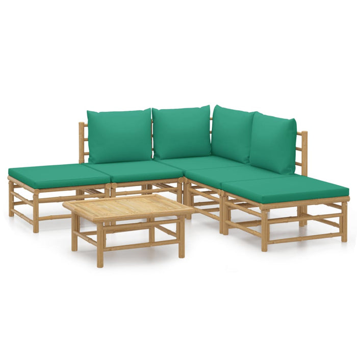 Set mobilier de grădină cu perne verzi, 6 piese, bambus - WALTI WALTI