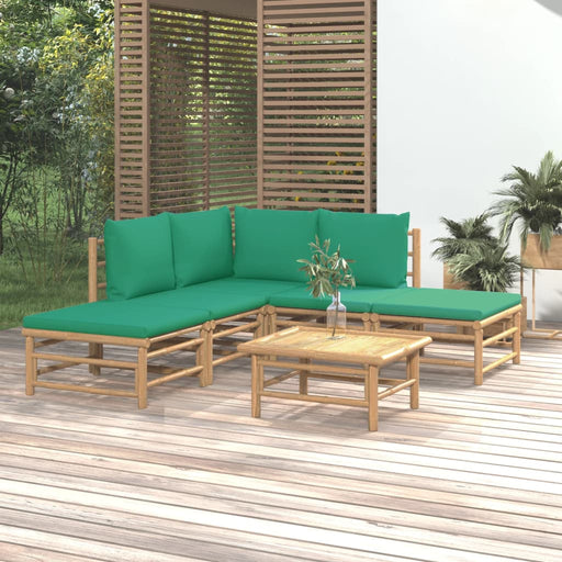 Set mobilier de grădină cu perne verzi, 6 piese, bambus - WALTI WALTI