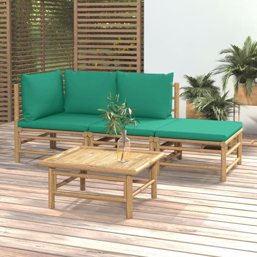 Set mobilier de grădină cu perne verzi, 4 piese, bambus - WALTI WALTI